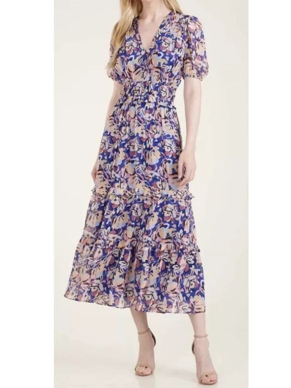 Shoshanna Nevaeh Floral Tiered Midi Dress In Multi size 2 Romantic Garden